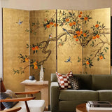 Double Sided Print Folding Persimmon Room Divider Screen Image - 1