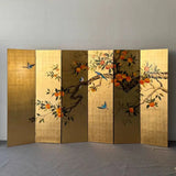 Double Sided Print Folding Persimmon Room Divider Screen Image - 3