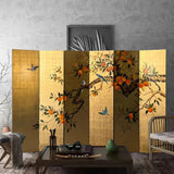 Double Sided Print Folding Persimmon Room Divider Screen Image - 7