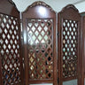 Double Sided Print Lattice Floral Folding Room Divider Image - 3