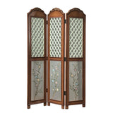 Double Sided Print Lattice Floral Folding Room Divider Image - 6