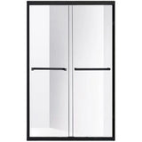 Double Sliding Clear Glass Black Framed Shower Door Image - 2