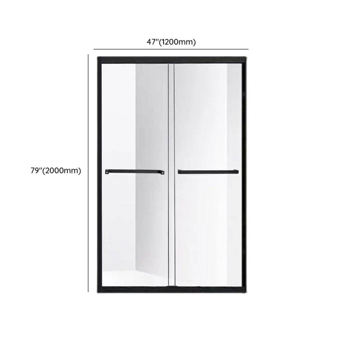 Double Sliding Clear Glass Black Framed Shower Door 