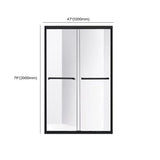 Double Sliding Clear Glass Black Framed Shower Door #size