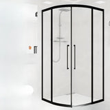 Double Sliding Curved Glass Black Frame Shower Door Image - 1