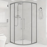 Double Sliding Curved Glass Black Frame Shower Door Image - 3