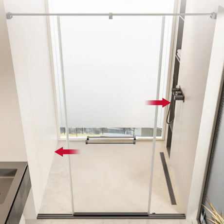 Double Sliding Frameless Glass Shower Door with Bar Image - 1