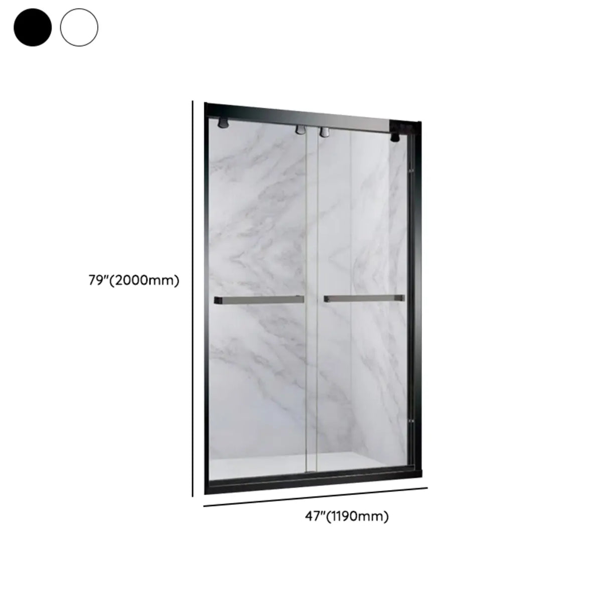 Double Sliding Glass Shower Door with Hinges and Handle 