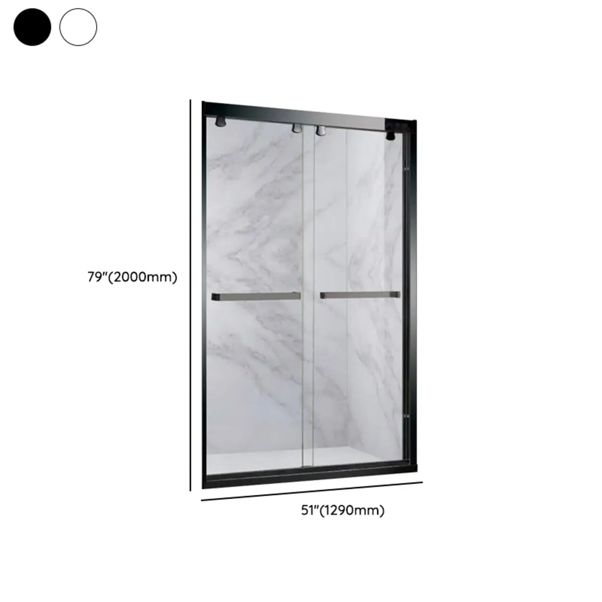 Double Sliding Glass Shower Door with Hinges and Handle Image - 9