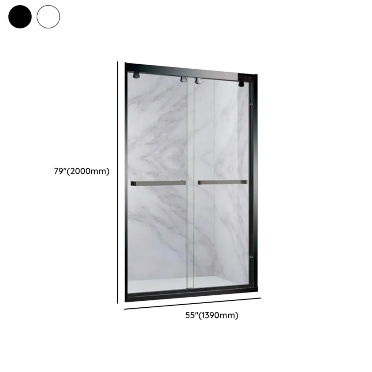 Double Sliding Glass Shower Door with Hinges and Handle Image - 10