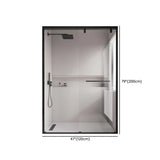 Double Sliding Glass Shower Doors Black Frame with Handle Image - 10