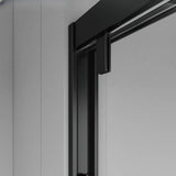 Double Sliding Glass Shower Doors Black Frame with Handle Image - 7