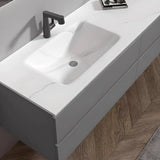 Dove Grey Wall Mounted Bathroom Vanity with Stone Top Image - 10