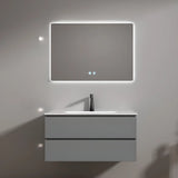 Dove Grey Wall Mounted Bathroom Vanity with Stone Top Image - 2