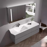 Dove Grey Wall Mounted Bathroom Vanity with Stone Top Image - 9