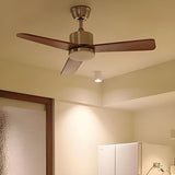 Down Rod 3 Wood Blades Windmill Ceiling Fan with Light Image - 3