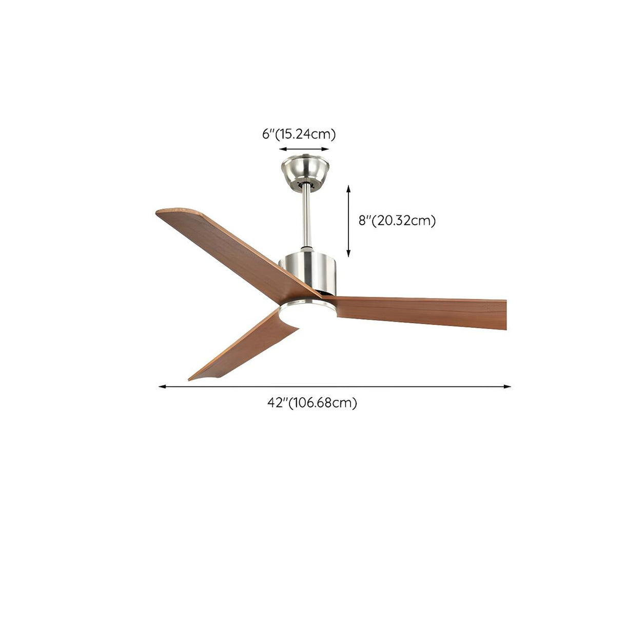 Down Rod 3 Wood Blades Windmill Ceiling Fan with Light 