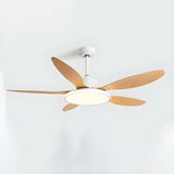 Down Rod 5 Blade Modern Wood Ceiling Fan with LED Light Image - 11