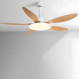 Down Rod 5 Blade Modern Wood Ceiling Fan with LED Light Image - 16