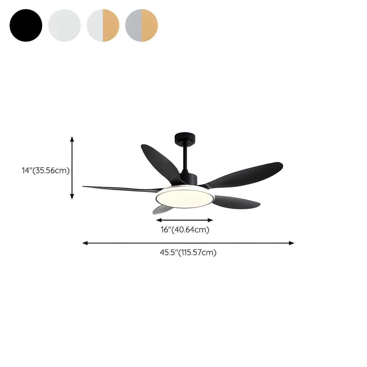 Down Rod 5 Blade Modern Wood Ceiling Fan with LED Light Image - 19