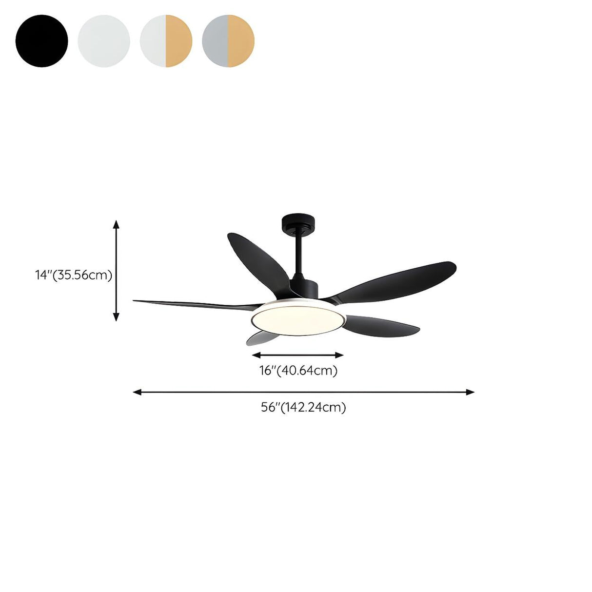 Down Rod 5 Blade Modern Wood Ceiling Fan with LED Light Image - 21