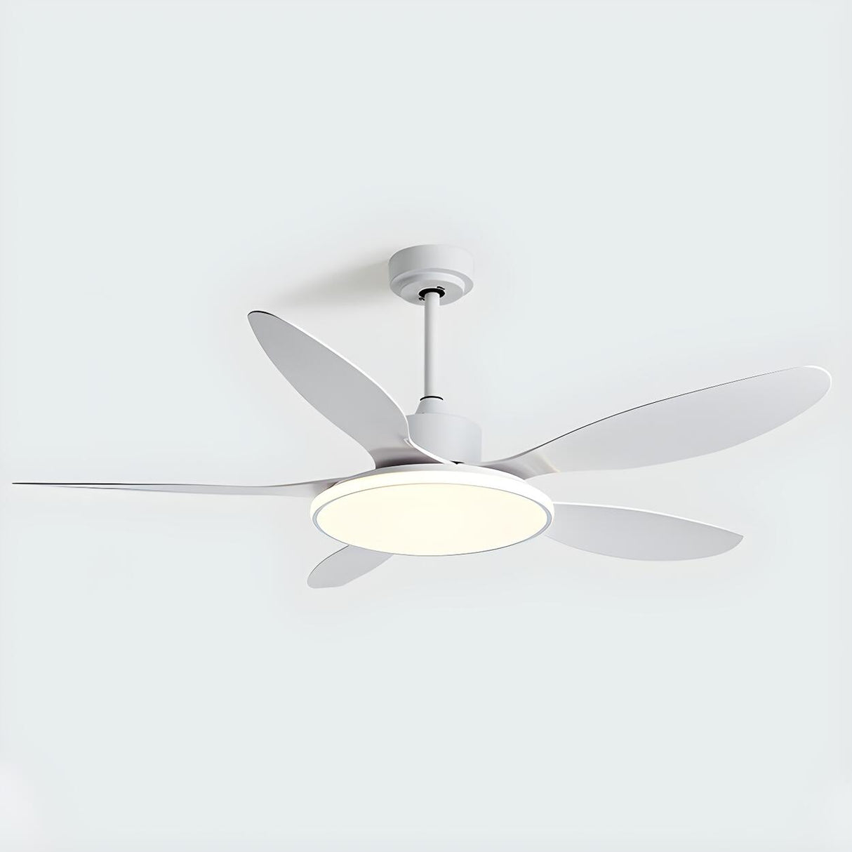 Down Rod 5 Blade Modern Wood Ceiling Fan with LED Light Image - 3