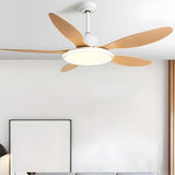 Down Rod 5 Blade Modern Wood Ceiling Fan with LED Light Image - 6