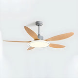 Down Rod 5 Blade Modern Wood Ceiling Fan with LED Light Image - 7