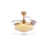 Down Rod Gold Luxury Crystal Ceiling Fan with LED Light #size