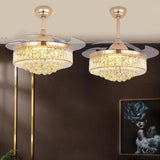 Down Rod Gold Luxury Crystal Ceiling Fan with LED Light Image - 3