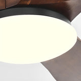 Down Rod Minimalist Solid Wood LED Ceiling Fan Light Image - 12