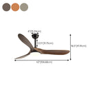 Down Rod Minimalist Solid Wood LED Ceiling Fan Light #size