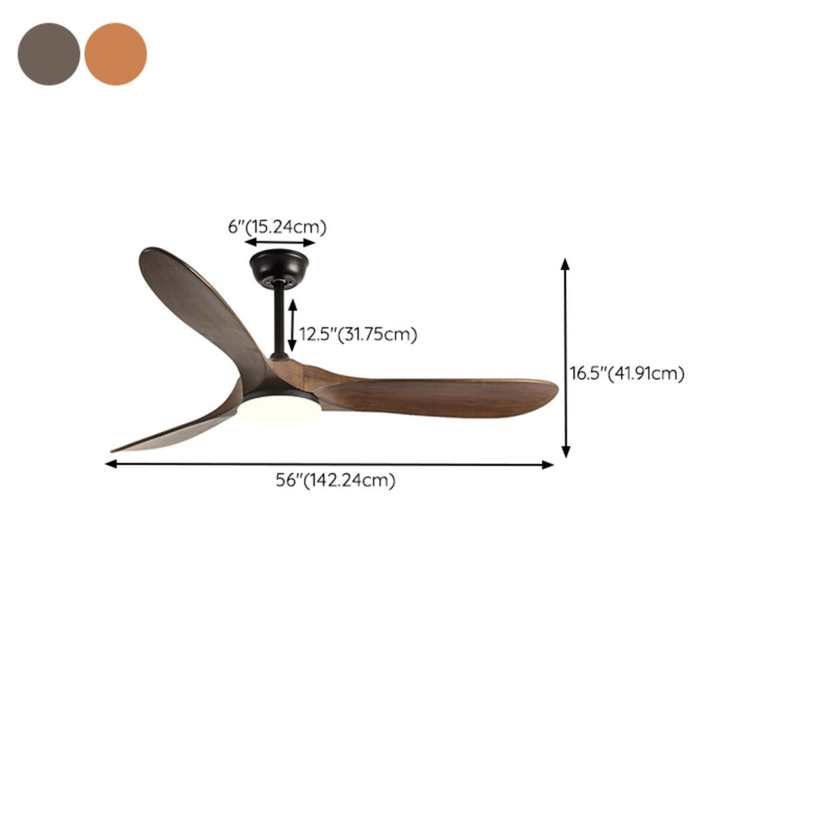 Down Rod Minimalist Solid Wood LED Ceiling Fan Light Image - 17