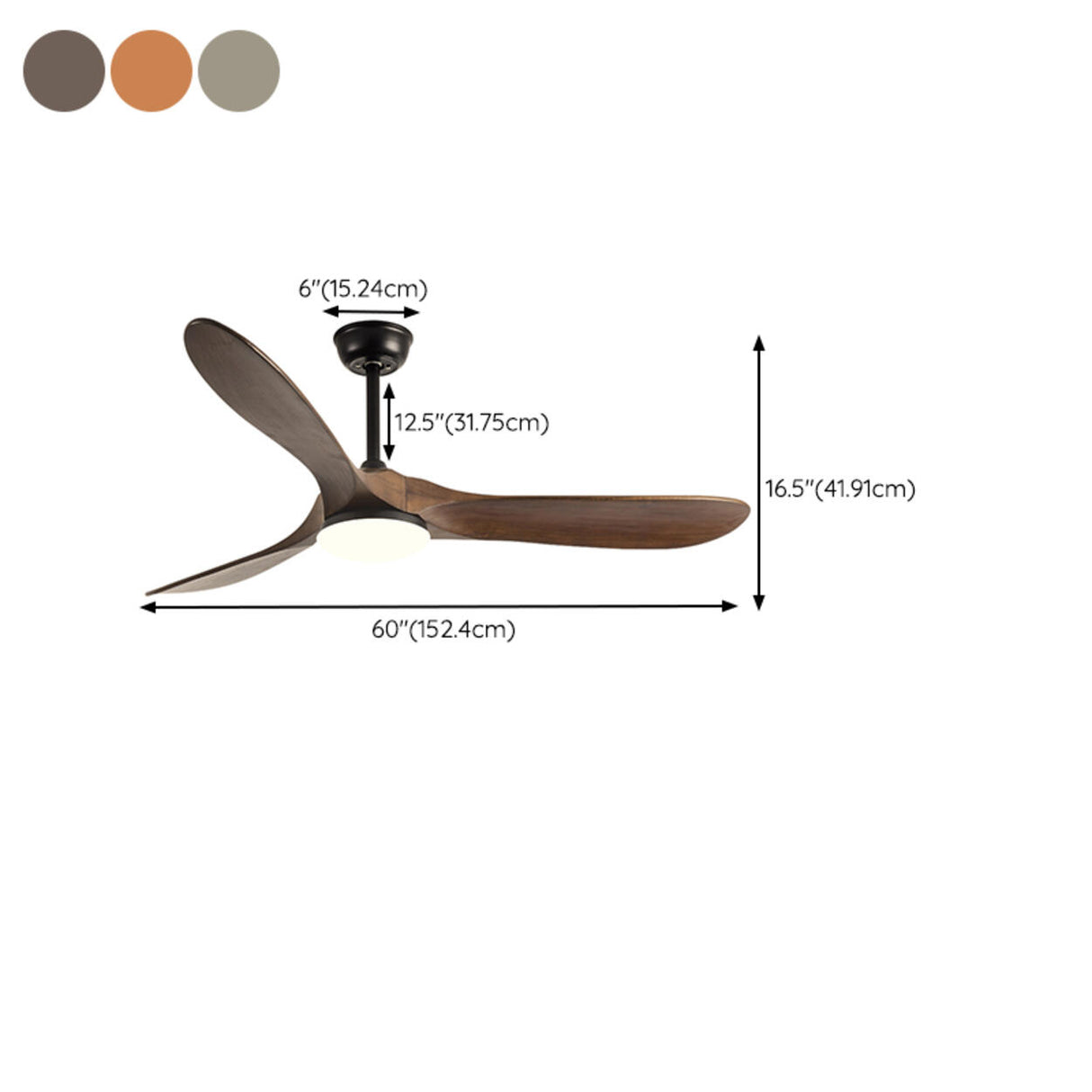 Down Rod Minimalist Solid Wood LED Ceiling Fan Light Image - 18