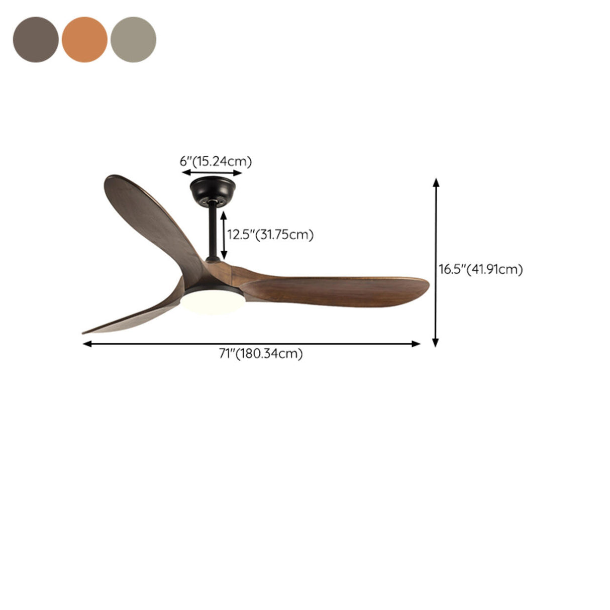 Down Rod Minimalist Solid Wood LED Ceiling Fan Light Image - 19