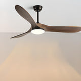 Down Rod Minimalist Solid Wood LED Ceiling Fan Light Image - 4