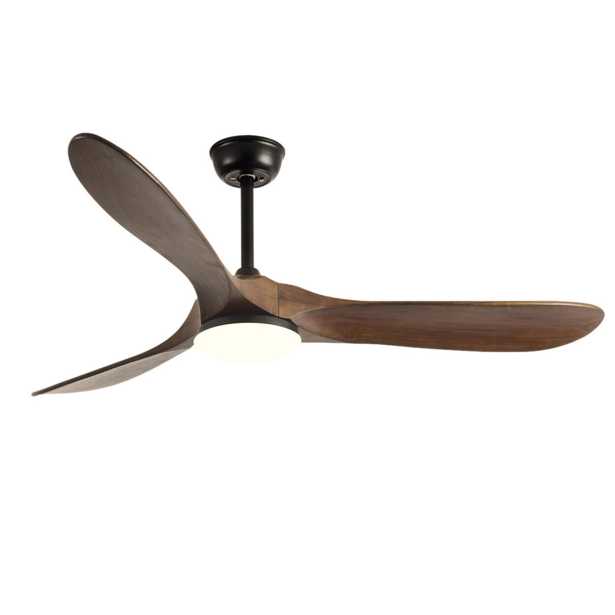 Down Rod Minimalist Solid Wood LED Ceiling Fan Light Image - 5