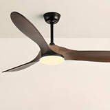 Down Rod Minimalist Solid Wood LED Ceiling Fan Light Image - 9