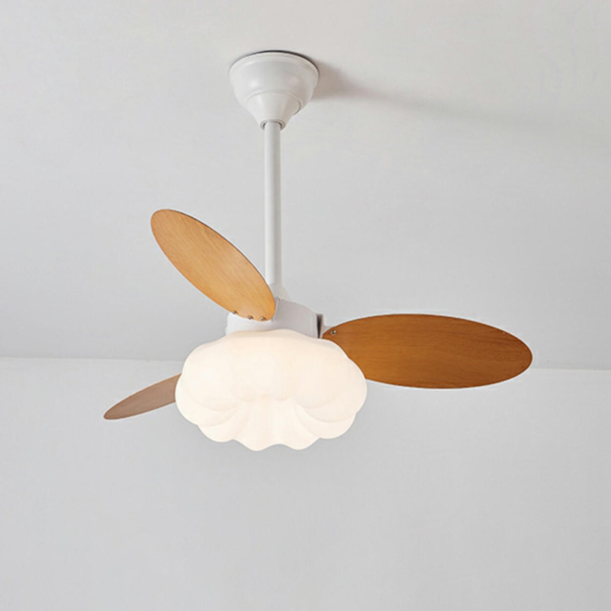 Down Rod Simple Cloud Modern Ceiling Fan with Light Image - 14