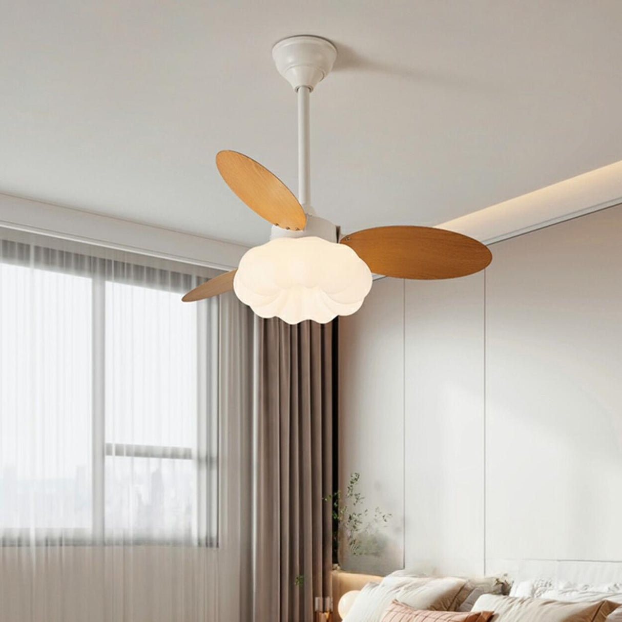 Down Rod Simple Cloud Modern Ceiling Fan with Light Image - 4