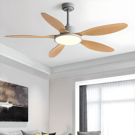 Down Rod Simple Wood Blade Standard Ceiling Fan Light Image - 1