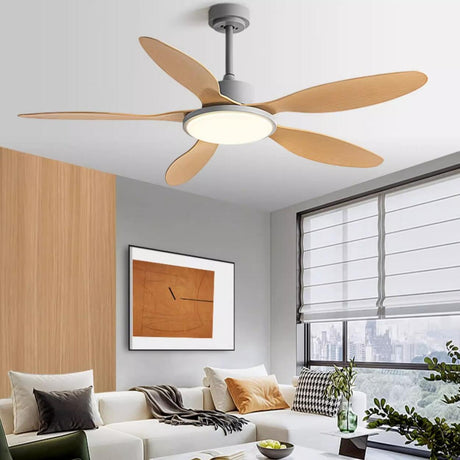 Down Rod Simple Wood Blade Standard Ceiling Fan Light Image - 2