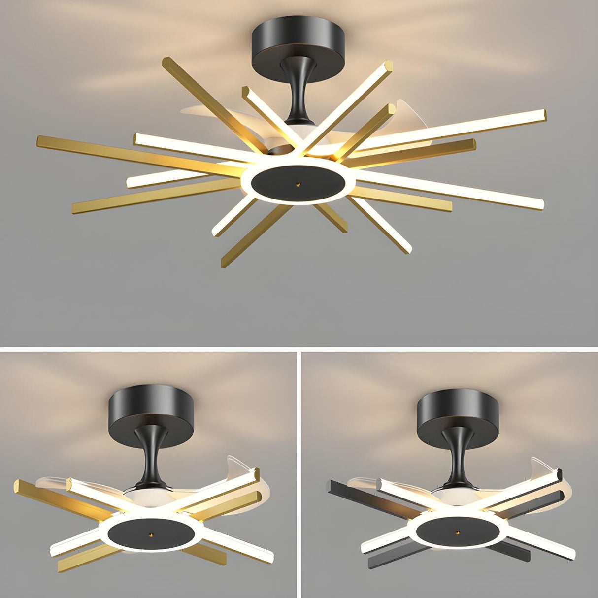 Down Rod Starburst Modern LED Ceiling Fan with Light Image - 10