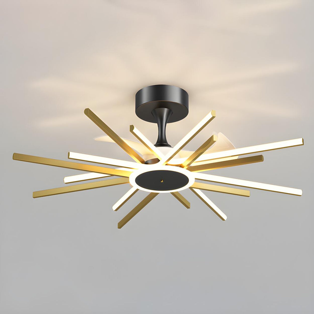 Down Rod Starburst Modern LED Ceiling Fan with Light Image - 6