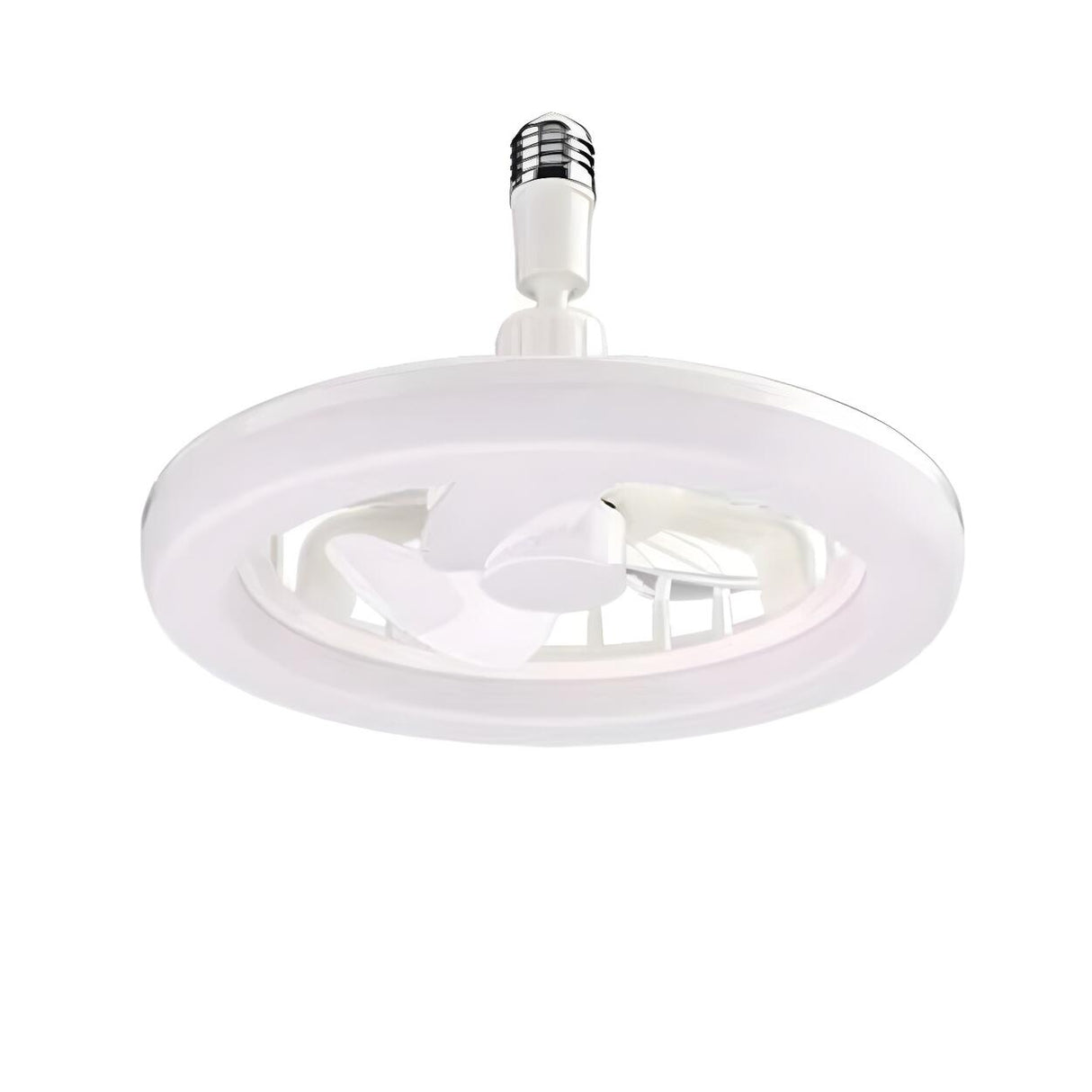 Down Rod White Round Bladeless Ceiling Fan with Light Image - 4