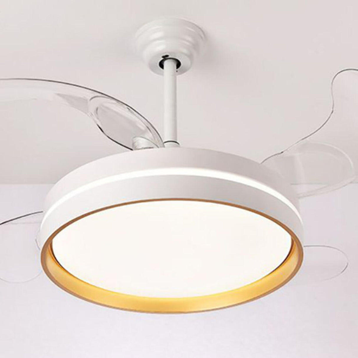 Down Rod White Round Modern Remote Ceiling Fan Light Image - 13