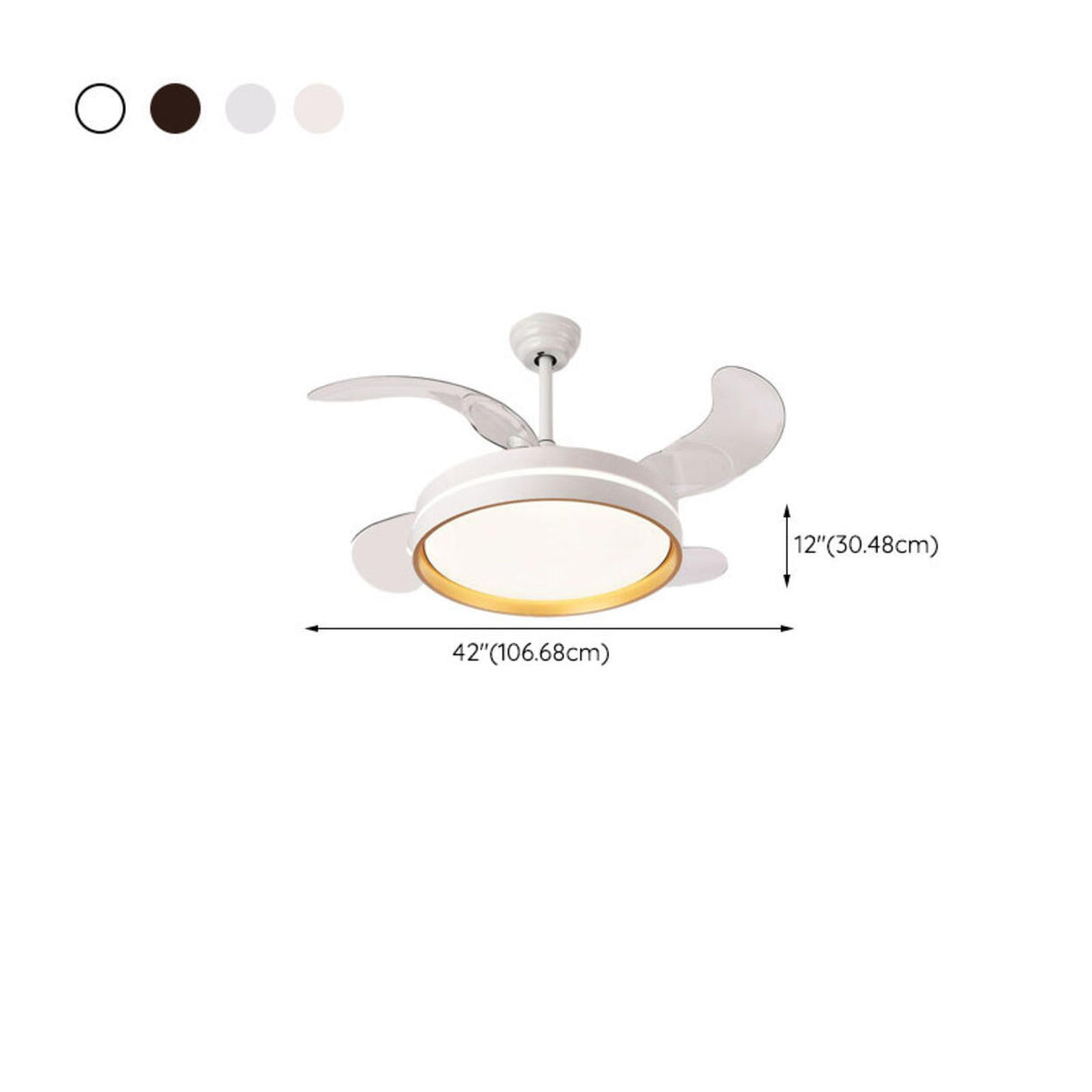 Down Rod White Round Modern Remote Ceiling Fan Light 