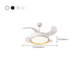 Down Rod White Round Modern Remote Ceiling Fan Light #size