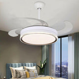 Down Rod White Round Modern Remote Ceiling Fan Light Image - 7