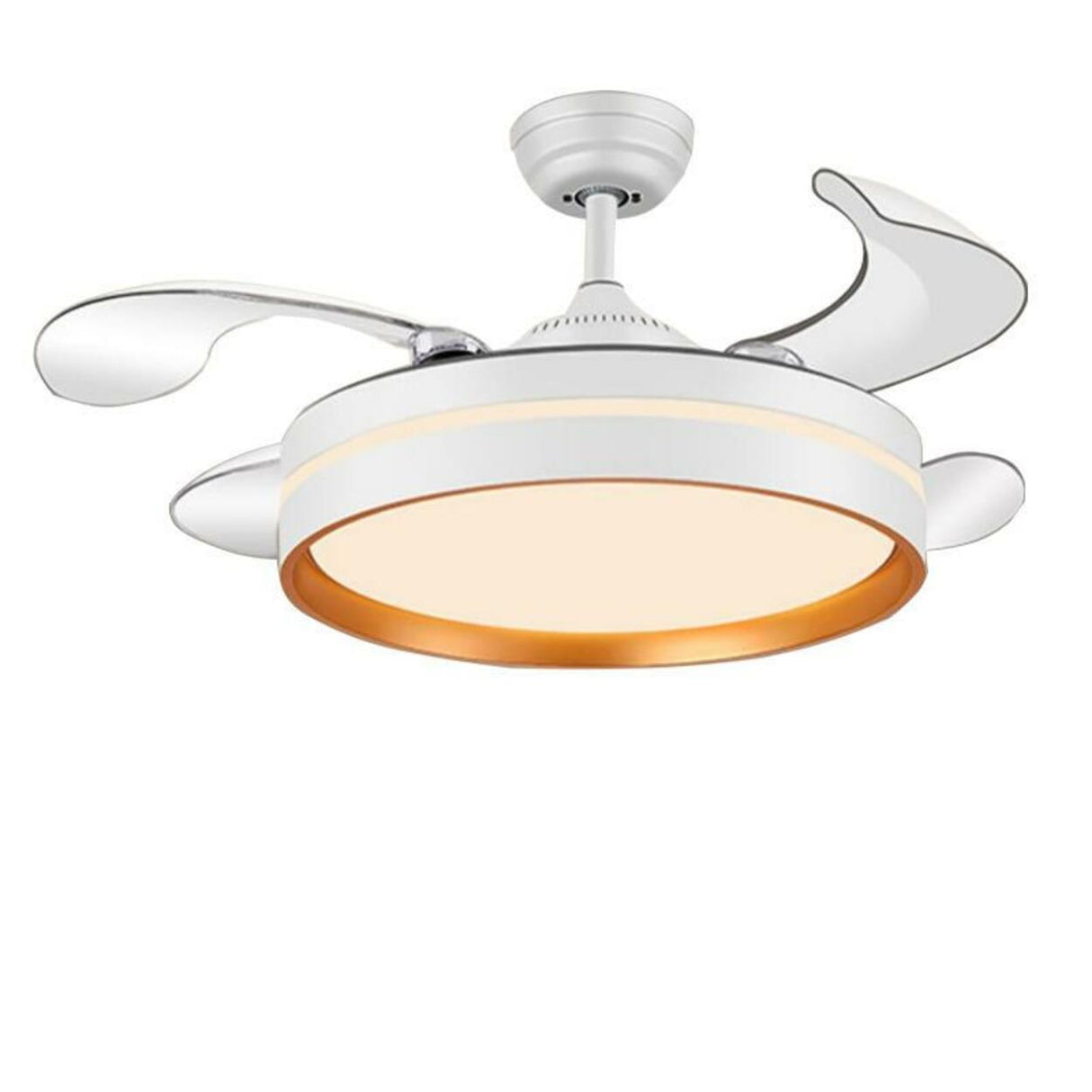 Down Rod White Round Modern Remote Ceiling Fan Light Image - 9